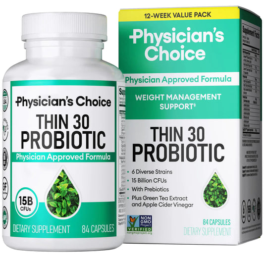 Physicians CHOICE Probiotics for Weight Management & Bloating - 6 Probiotic Strains - Prebiotics - Key ingredient Cayenne & Green Tea - Supports Gut Health - Weight Management for Women & Men - 84 CT